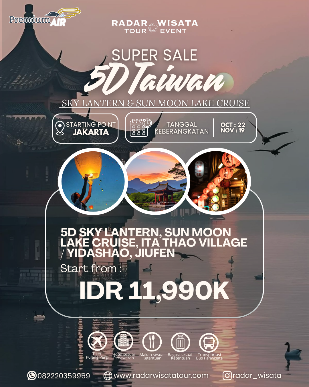 5D SUPER SALE TAIWAN +  SKY LANTERN &amp; SUN MOON LAKE CRUISE