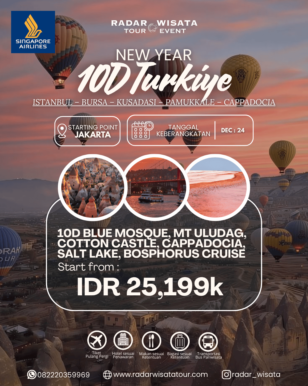 10D NEW YEAR TURKIYE CAPPADOCIA  + MT ULUDAG &amp; BOSPHORUS CRUISE